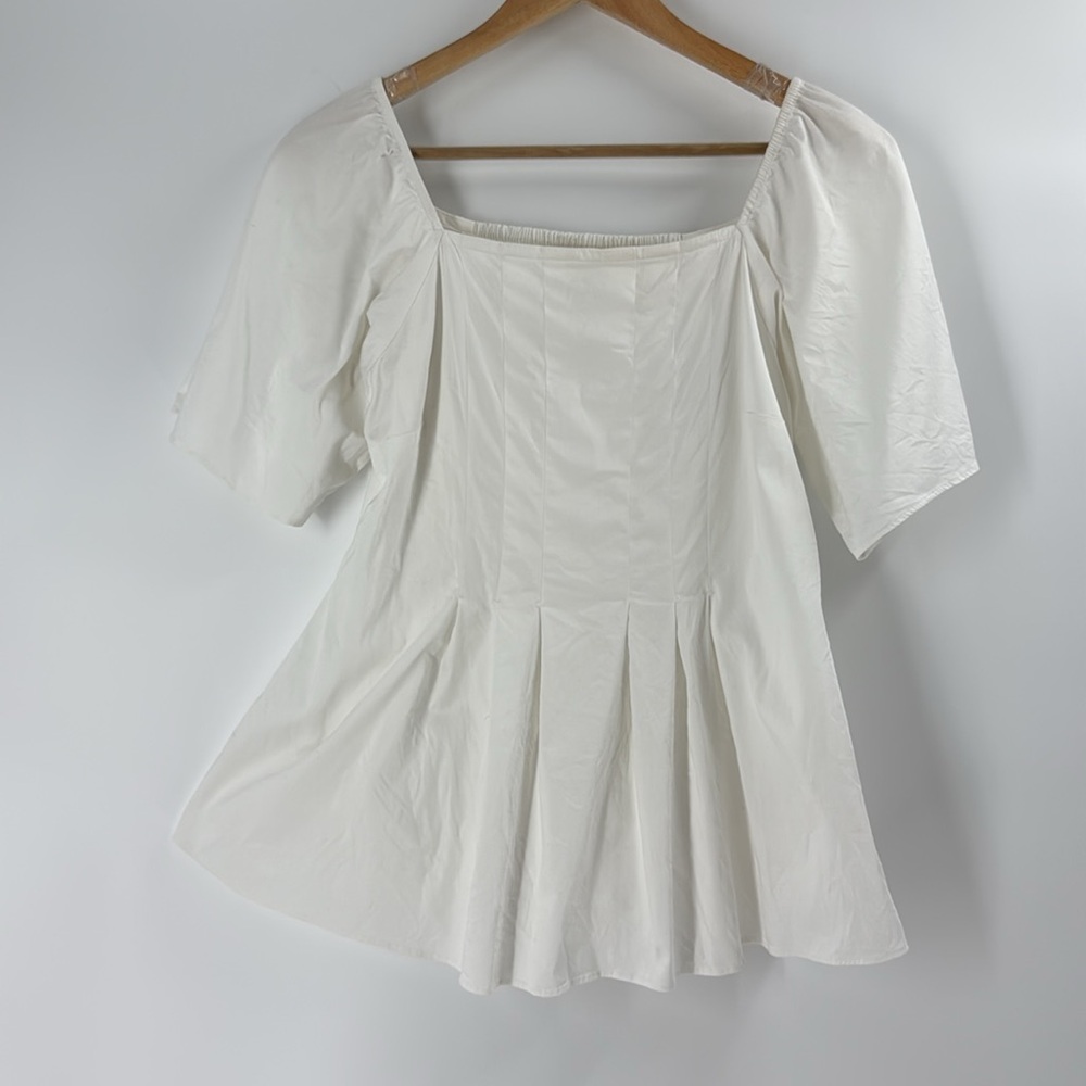 Soft Surroundings Cotton blend white puff sleeve top euro summer cottage core